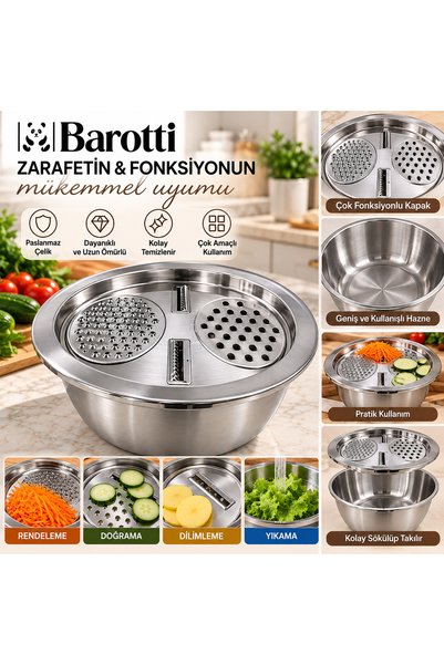 SELÇUK Stainless Steel Multifunctional Grater and Chopping Bowl Kitchen Set –...