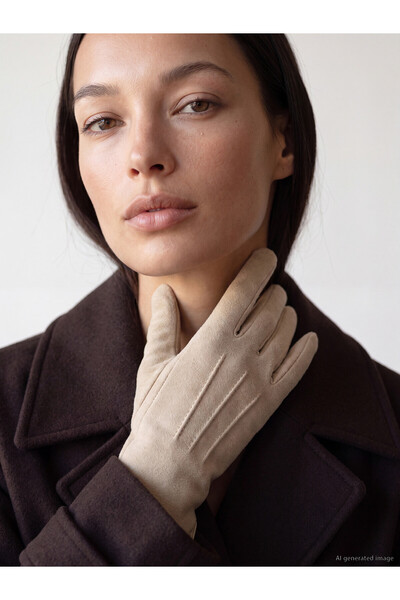 LC Waikiki LCW ACCESSORIES Ecru Suede Plain Women's Gloves, Featuring the NEV...