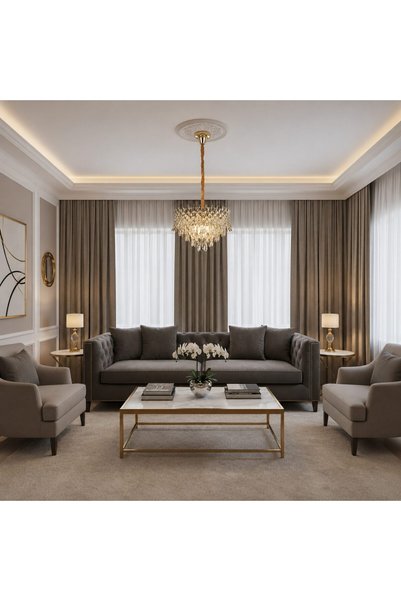 OEM Candelabru Cristal MONARCH Nobile 3xE14, Diametru 40cm, Inaltime 35cm, Au...