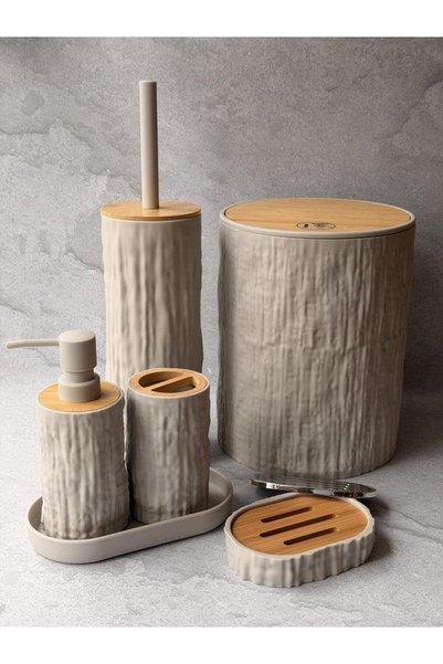 ROSSEV 6-Piece Acrylic Aster Beige Bathroom Set