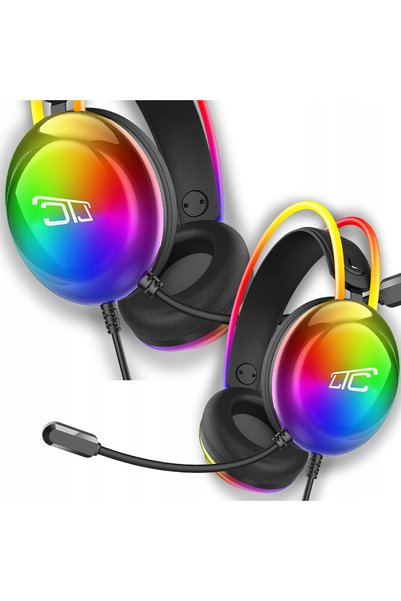 LTC Căști de gaming fără fir cu microfon și iluminare RGB