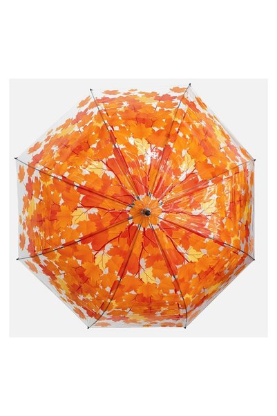 OEM Umbrelă automată portocalie semitransparentă, cu frunze de toamnă și mâne...