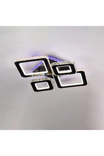 OEM Lustra LED cu telecomanda si cristal TERRANO RGB 162W, 4 Patrate, lumina ...