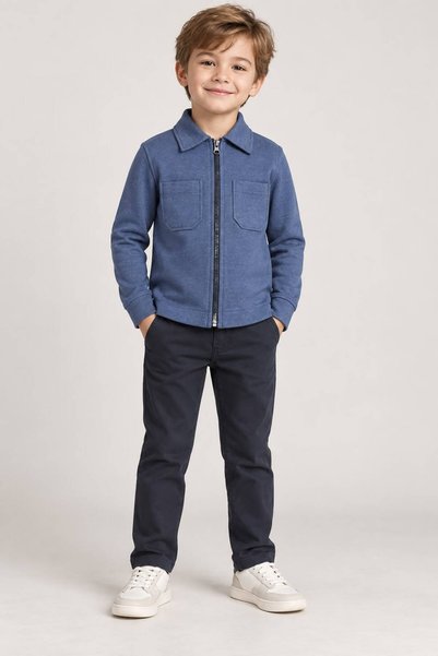 Montisu Boys' 100% Cotton Zipper-Front Shirt Jacket – Transitional