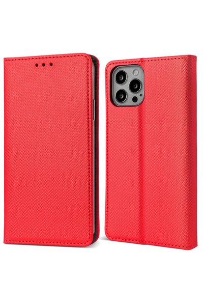 MOOZY Калъф за телефон, Moozy, Flip On, за iPhone 14 Pro, червен, от кожа