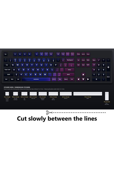 OEM Stickere Tastatura Set Lumina Neon Neclara, Design Continuu, Coala A4