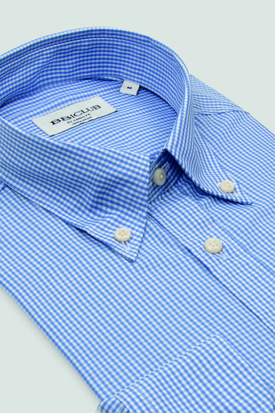 Abbate BB Club Mike Poplin 100% Cotton Regular Fit Light Blue Button-Down Col...