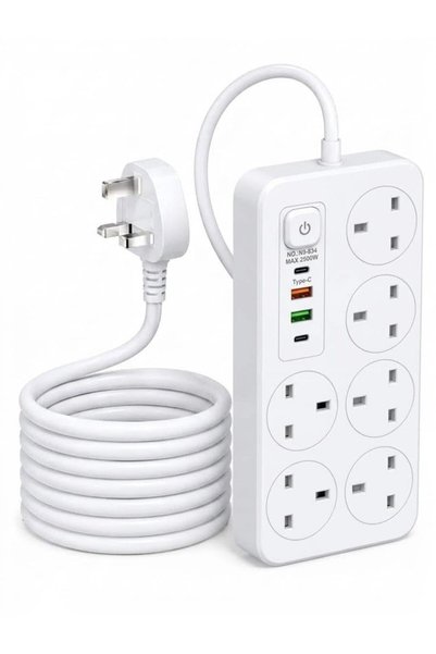 Generic 6 in 1 3M Extension Cord with USB Ports PD and Socket -Perfect for Ga...