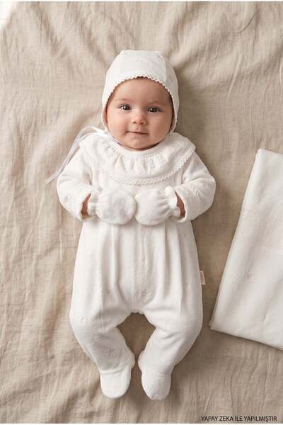 ZEYNUKO Girl's Flower-Embroidered Velvet 0-3 Months 5-Piece Newborn Hospital ...