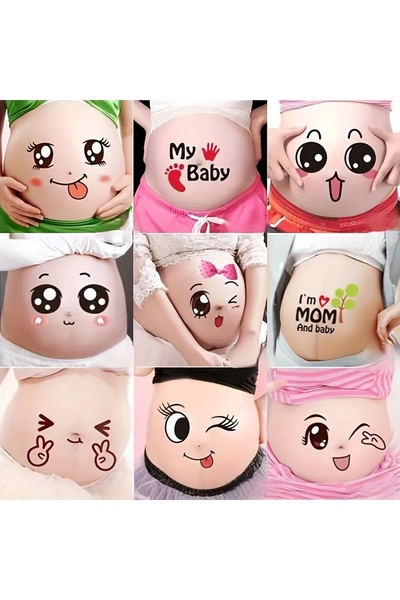 Choice 9 Pcs MULTI 9pcs Cute Maternity Belly Stickers, 'MY' & 'I'M HUNGRY' Mi...