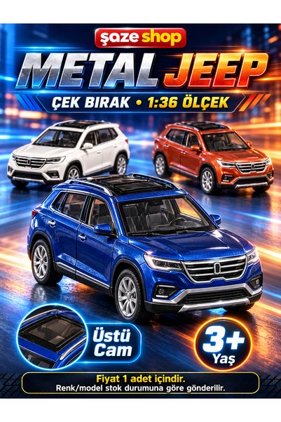 SAZE 1:36 Scale Metal Toy Jeep SUV – Pull-Back Mechanism, Glass Roof Design, ...