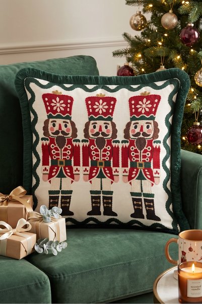 Evimde Bambaşka McKenzie Red New Year's Tasseled Cushion Cover—Fringed Pillow...