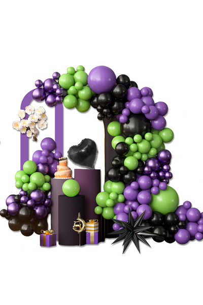 Choice Other As Picture 117 Pieces of Green, Purple, and Black Balloons, Meta...