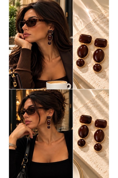 GLARE JEWELRY CO أقراط متدلية من الفولاذ المقاوم للصدأ ZR&MNG مرصعة بأحجار ال...