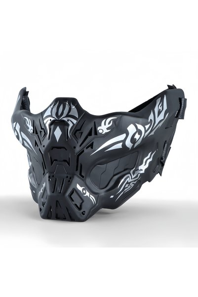 Choice Black Cyberpunk Half Face Mask Mecha Style Halloween Cosplay Mask Adju...