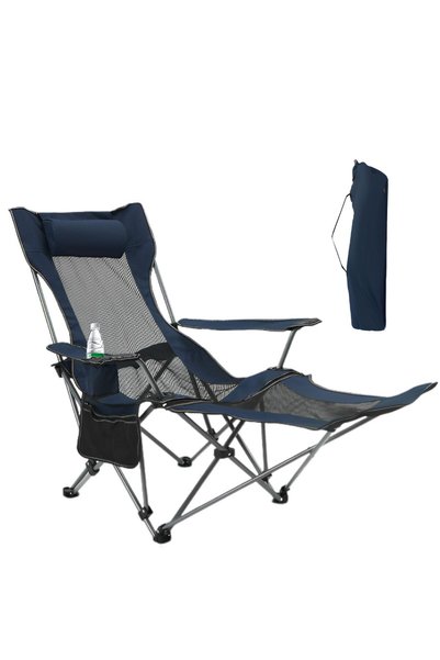 VAODO 3-Positions Adjustable Camping Chair, Lounge Folding Chair with Foot Re...