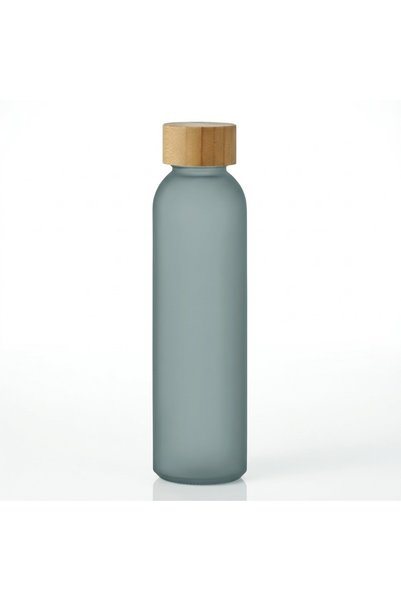 JOY CREATIVE 500 ml matte glass water bottle with Bamboo lid, no leaks, Trans...