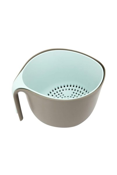 Parfait Durable Mixing Bowl with Colander Set Taupe and Blue HB6220KT