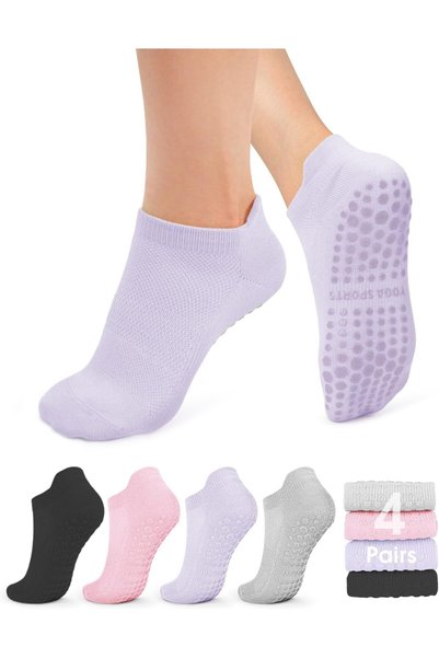 GENERAL yeuG Non Slip Pilates Socks with Grips for Women, Grip Socks for Yoga...