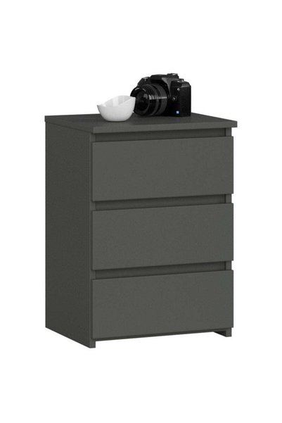 MyOfficeShop Noptieră cu 3 sertare, placaj laminat de 16 mm, 40x35x57 cm, gri