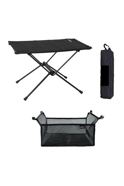 ALMEKAQUZ Outdoor Folding Table, Portable Camping Table with Storage, Foldabl...