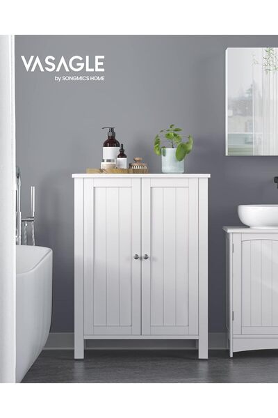 OEM Dulap de depozitare de podea pentru baie, cu 2 rafturi reglabile, 30x60x8...