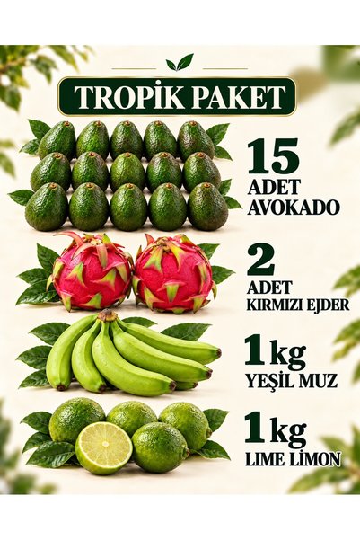 Genel Markalar Tropik Meyve Kutusu 15 Avokado + 2 Ejder Meyvesi + 1 kg Muz + 1 kg Limon