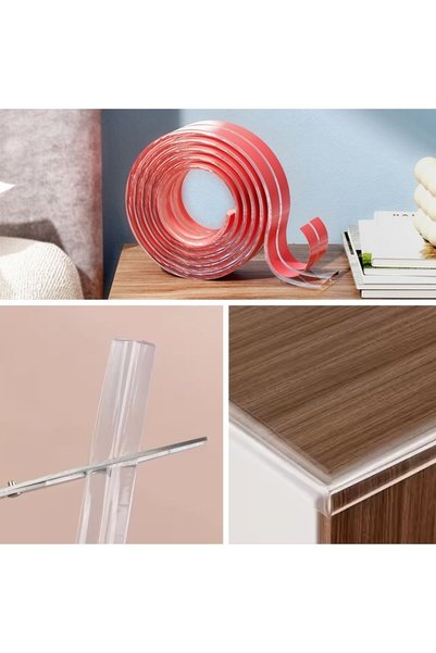 DEYHOME 2 Meters Edge Protector Strip, Silicone Transparent Table Corner Prot...