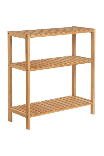 SONGMICS Raft de depozitare din bambus, cu 3 niveluri, 60 x 26 x 66 cm, maro