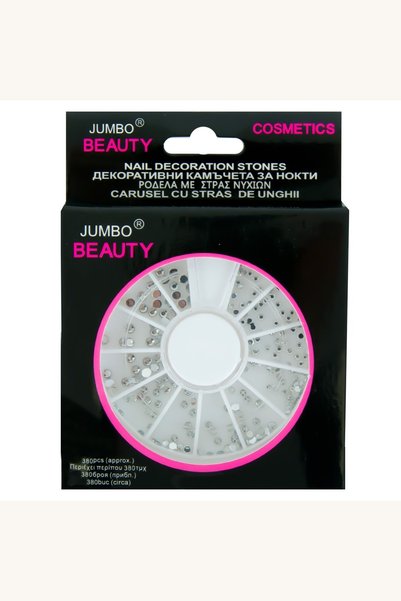 Comerivo Strasuri argintii pentru unghii in carusel - 300 piese decorative