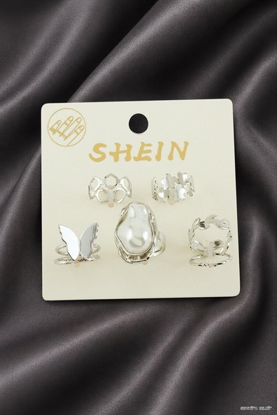 ZERO LAND SPT-GLD Set of 7 Pearl Luxury Link Rings (232201) Silver Color