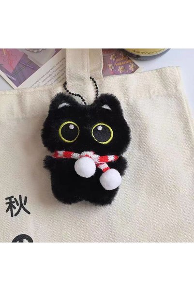 synshop Kawai Big-Eyed Black Cat "The Legend of Luo Xiaohei" Plush Keychain T...