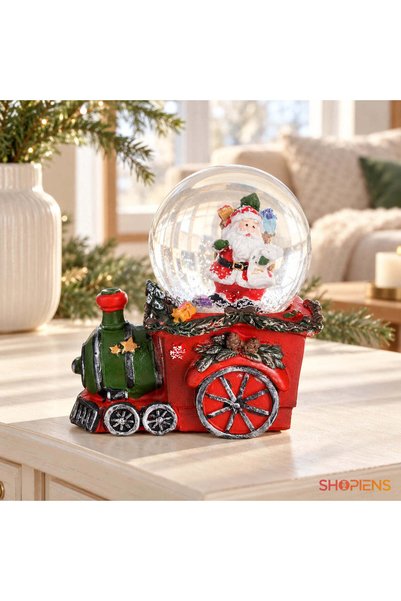 SHOPIENS Tren decorativ cu glob si Mos Craciun 10 cm