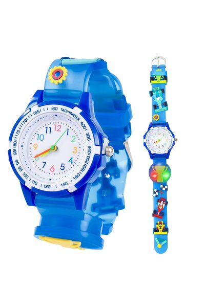 TERRIFI Kids Analog Racing Watch with 3D Trophy Silicone Strap for Boys, Wate...