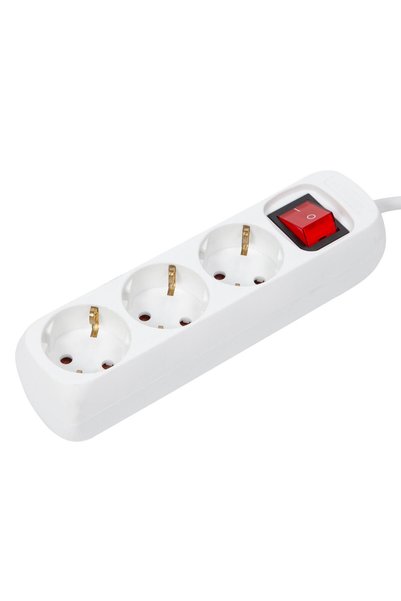 SHOPIENS Prelungitor cu cablu IP20, 3 prize, 3 x 1 mm², 2300 W, 5 m, alb