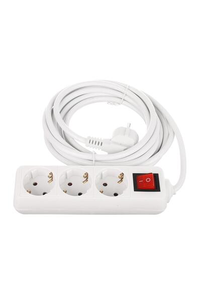 SHOPIENS Prelungitor cu cablu IP20, 3 prize, 3 x 1,5 mmp, 3680 W, 5 m, alb