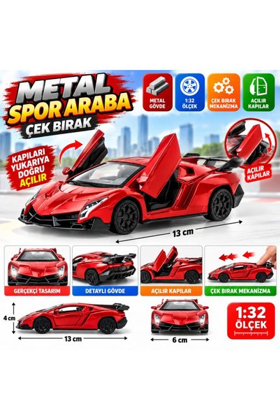 Bezos Pull-Back Red Metal Sports Car Sl6607B BZELDR05