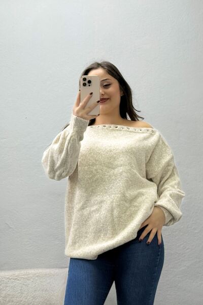 BELENDİR سترة نسائية من الصوف بنمط الجاز، بياقة مفتوحة حتى الكتفين بتفاصيل عن...