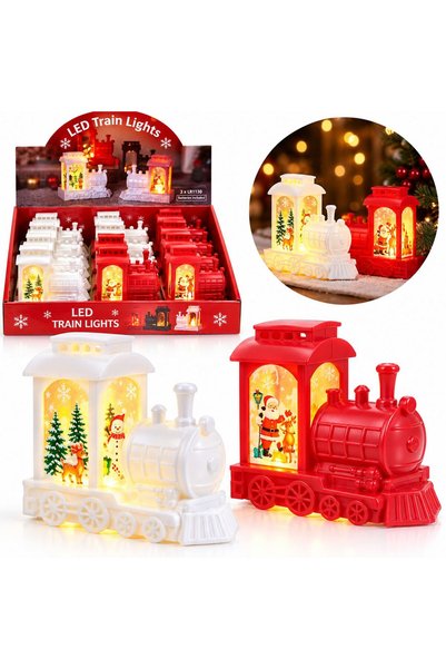 Reduceri Engros Tren cu LED-uri 9x10 cm, decorațiune de Crăciun, set de 12 bu...