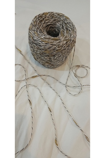 UMRA collection Double-Layer Cotton Yarn, Gold, 200 g, Hand-Knitting Yarn, Co...