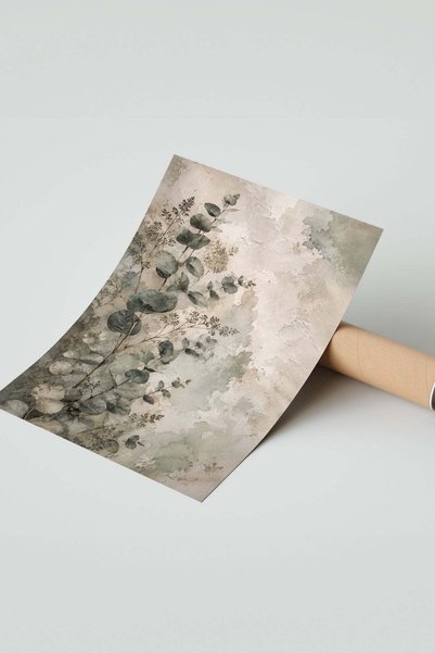 Postifull Pastel Yaprak Deseni Çerçevesiz Poster NO:160692