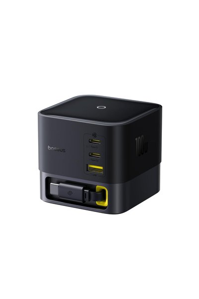 Baseus محطة شحن Super GaN بقدرة 100 واط مزودة بكابل USB-C قابل للسحب