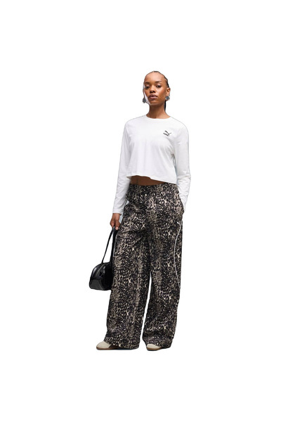 Puma Pantaloni sport cu imprimeu animalier, croi lejer, cu picior wide leg, n...