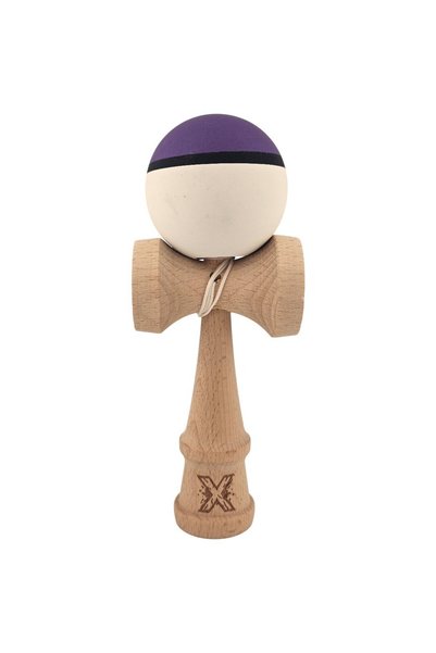 OEM Kendama X, din lemn, Rubber Grip, 18 cm, mov/negru/alb, joc de îndemânare