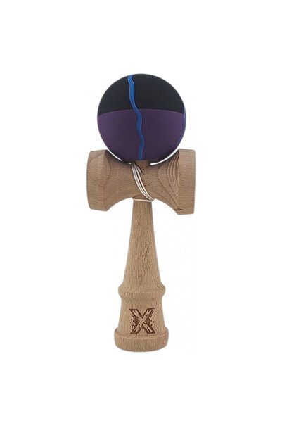 OEM Kendama X, din lemn, Rubber Grip, 18 cm, negru/mov/albastru, joc de îndem...