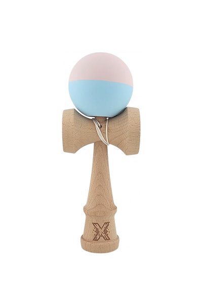 OEM Kendama X, din lemn, Rubber Grip, 18 cm, roz/albastru, joc de îndemânare