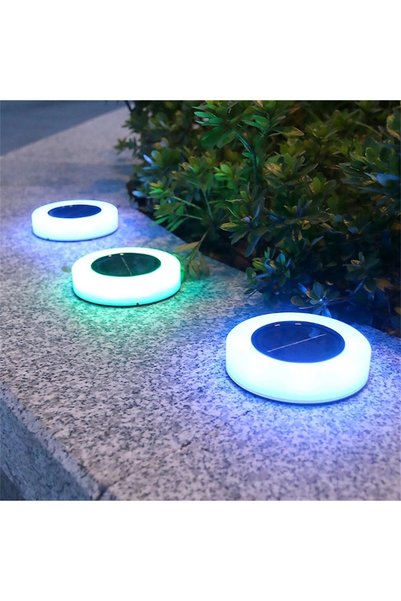 OEM Set 4 lămpi solare LED pentru grădină, cerc, 10.5 × 2.4 cm, buton on-off,...