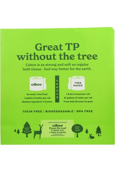 CABOO Tree Free Bamboo Toilet Paper, Plastic Free, Eco Friendly Chemical Septic Safe Biodegradable Bath Tissue, Quick Dissolving 2 Ply Sheets, 300 Sheets Per Roll, 9 Double Rolls