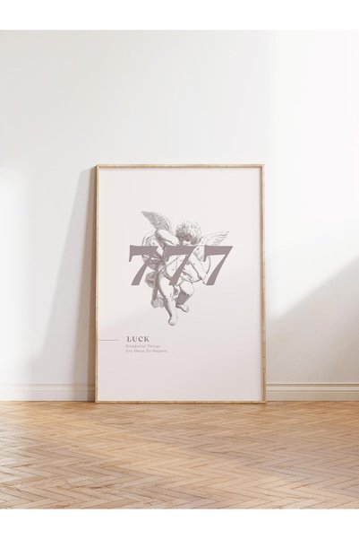 Postifull Çerçevesiz Poster, İllüstrasyon Çizim Poster - 777 Angel Numbers - Bej, Duvar Posteri, Duvar Dekoru, HD Baskı, Kalın Arşivsel Sanat Kağıdı