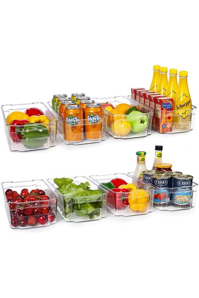 Noonedibs Organizator de frigider, cutie transparentă din plastic fără BPA de...